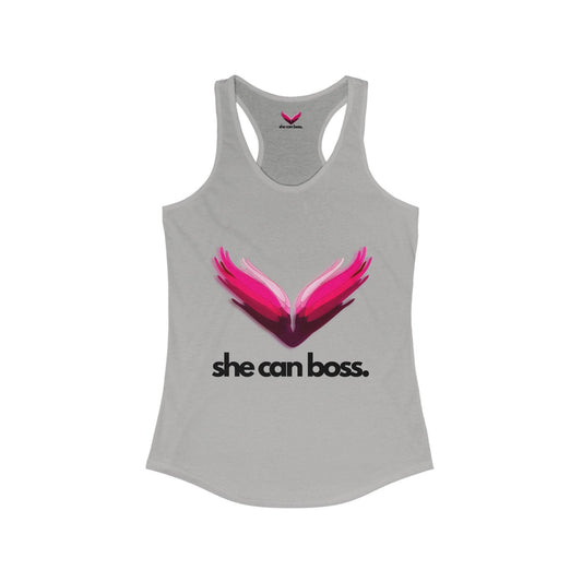 SheCanBoss Racerback Tank - Black Logo - SheCanBoss