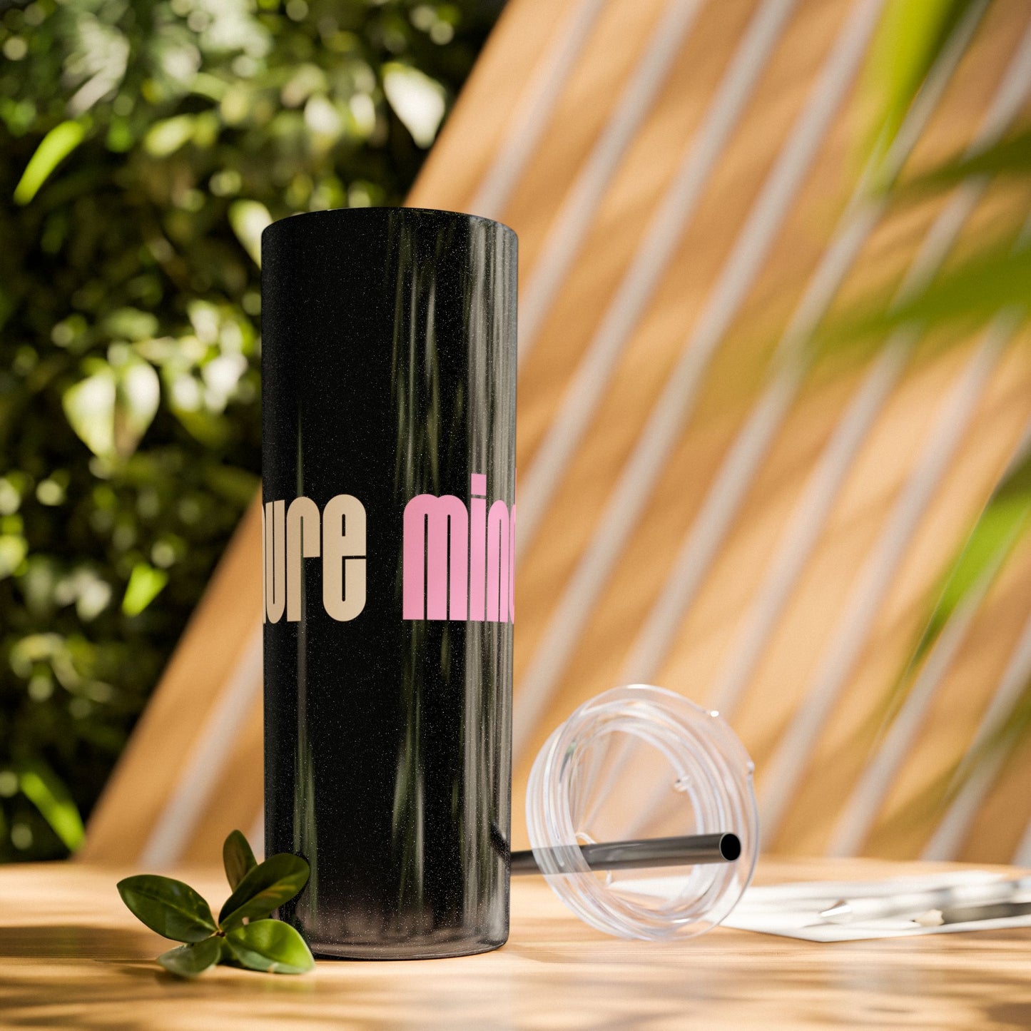 Demure Mindful Skinny Tumbler with Straw, 20oz