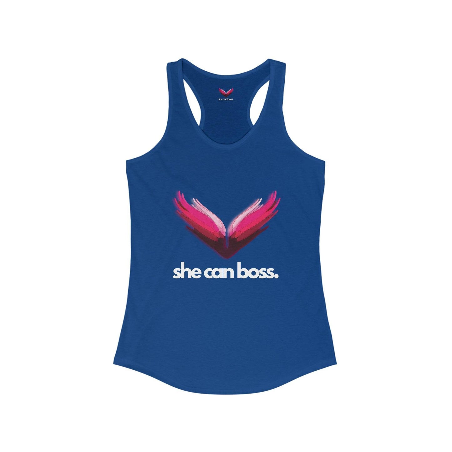 SheCanBoss Racerback Tank - White Logo - SheCanBoss