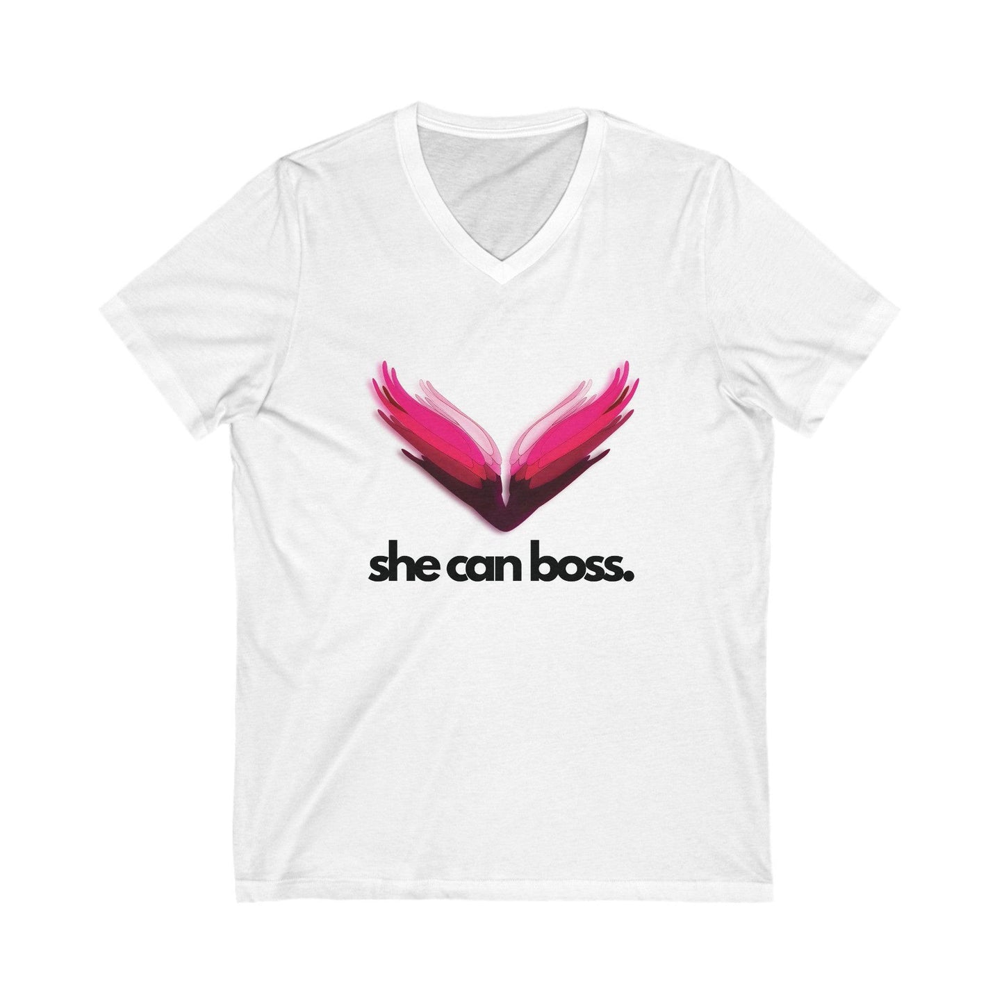 SheCanBoss Jersey Short Sleeve V-Neck Tee - SheCanBoss
