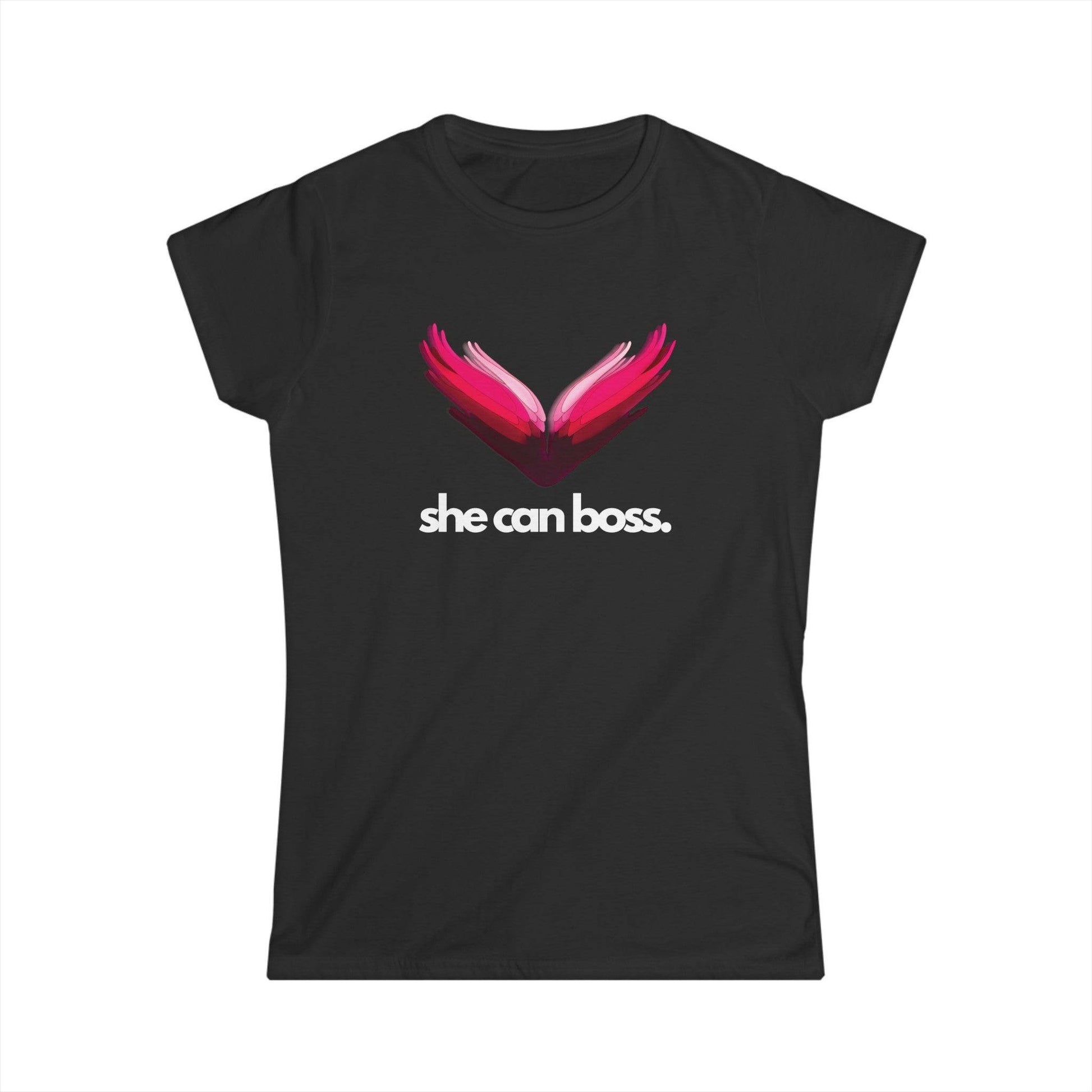 SheCanBoss Softstyle Tee - White Logo - SheCanBoss