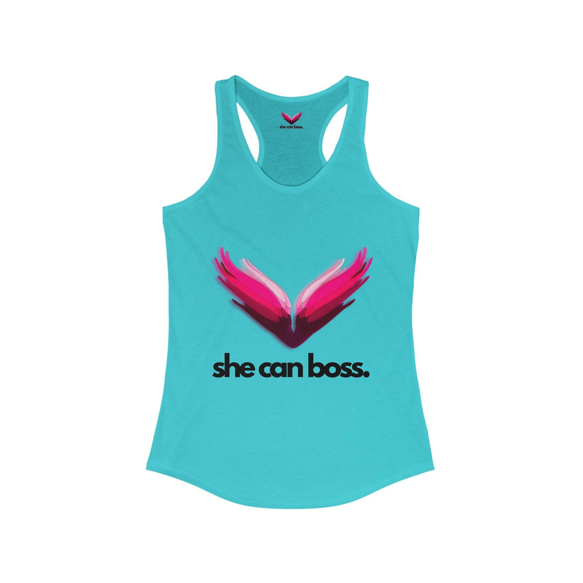 SheCanBoss Racerback  Tank - Black Logo - SheCanBoss