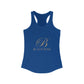 Blue Beach Boss Babe racerback tank top with elegant gold script logo, ideal for empowered women in business and casual settings.