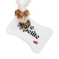 Dog eating from a bowl placed on a white 'Bone-Appetite' pet feeding mat, designed for keeping meal areas clean and stylish.