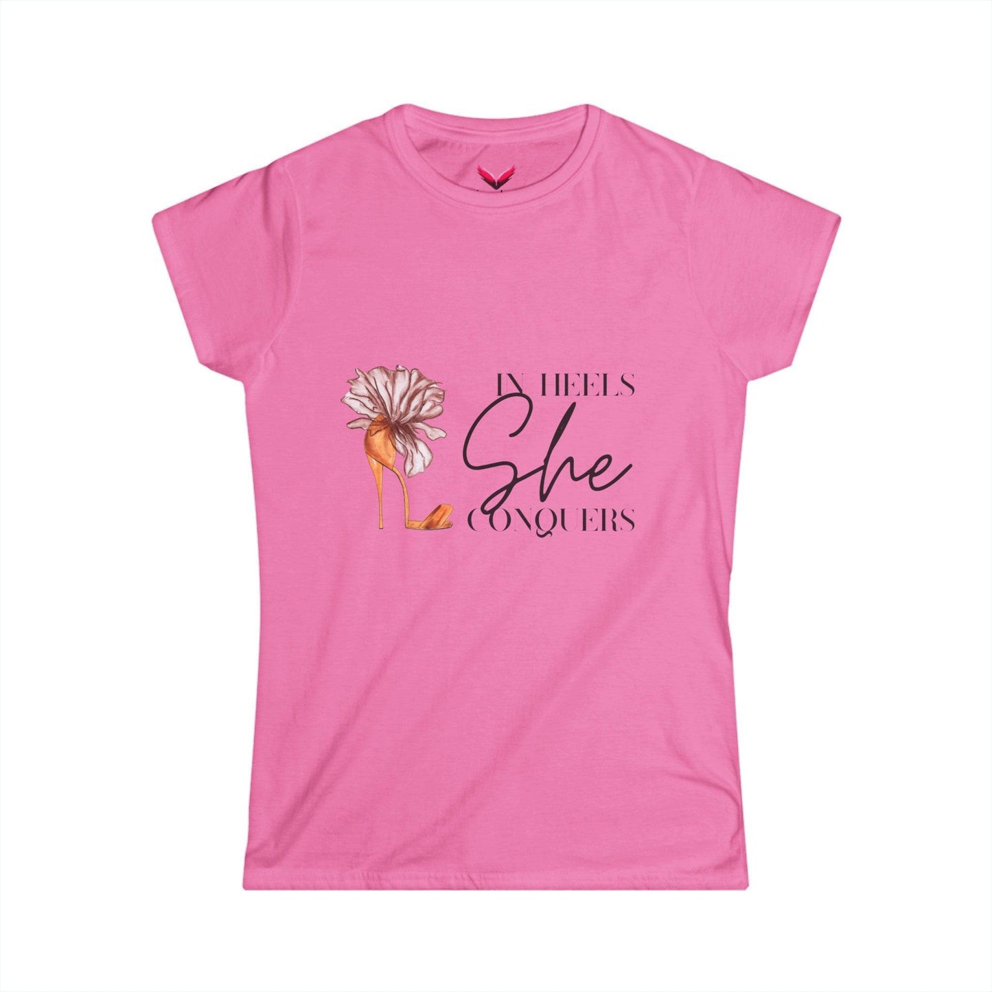 In Heels She Conquers Women's Softstyle Tee - SheCanBoss