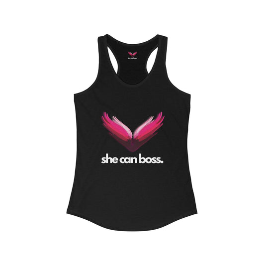 SheCanBoss Racerback Tank - White Logo - SheCanBoss